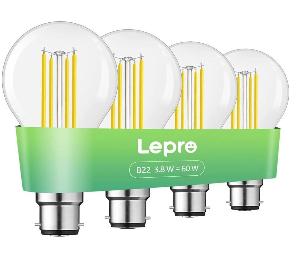 LEPRO Filament LED Light Bulb - B22, Warm White, Pack of 4