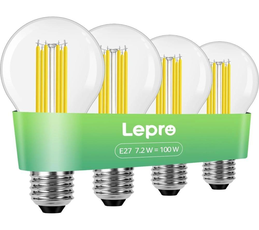 Lepro Filament Led Light Bulb - E27, Warm White, Pack Of 4