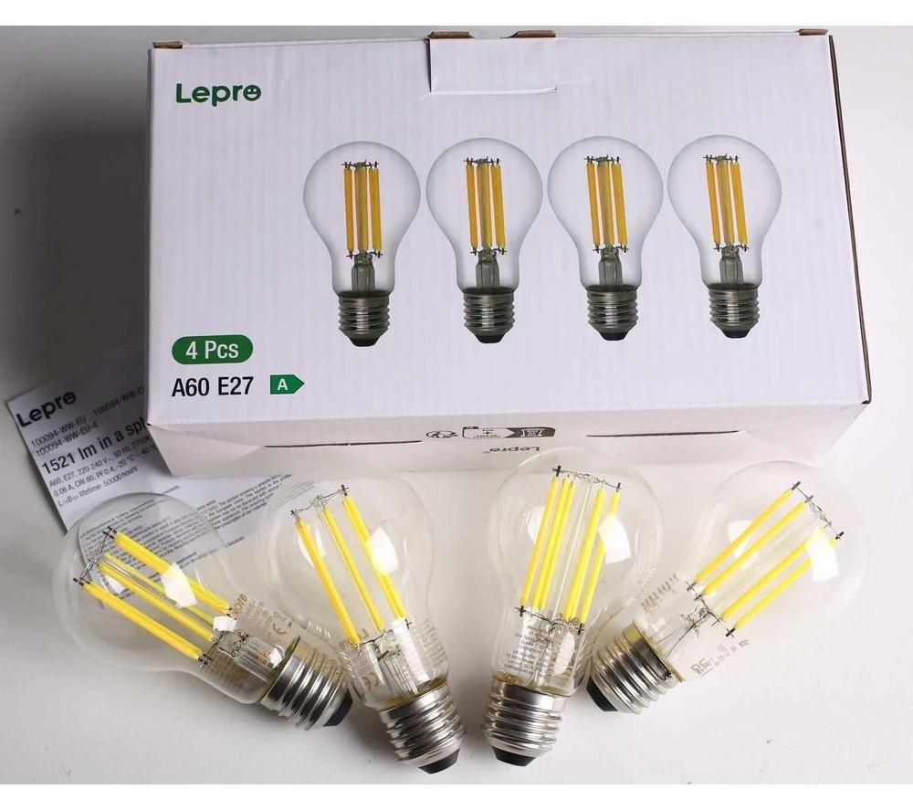 LEPRO Filament LED Light Bulb - E27, Warm White, Pack of 4 image number 4 of 4