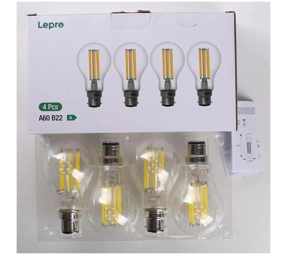 LEPRO Filament LED Light Bulb - B22, Warm White, Pack of 4 image number 2 of 5