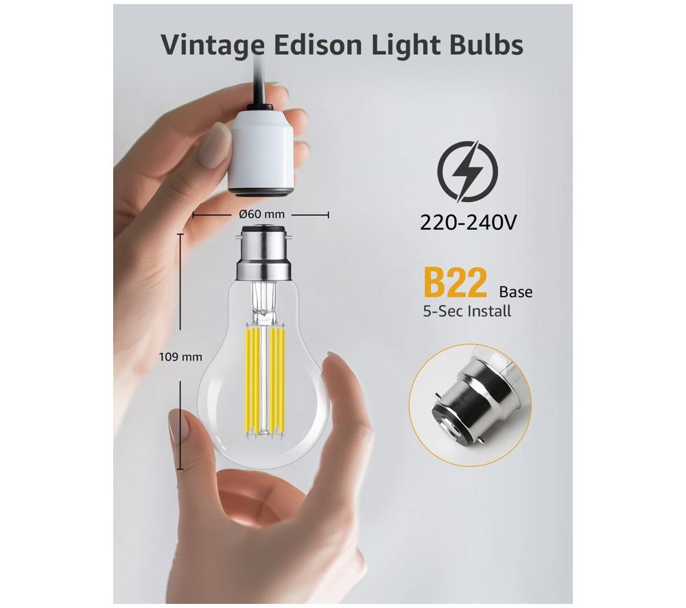 LEPRO Filament LED Light Bulb - B22, Warm White image number 9 of 9