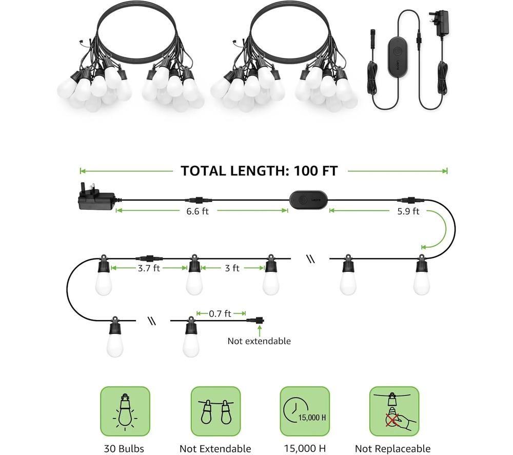 LEPRO AI Smart Outdoor ZB1 String Light - 30.4 m image number 3 of 3