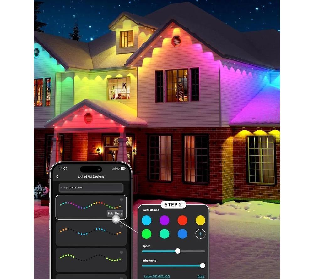 LEPRO AI Permanent Outdoor E1 String Lights with Alexa & Google Assistant - 30 m image number 3 of 4