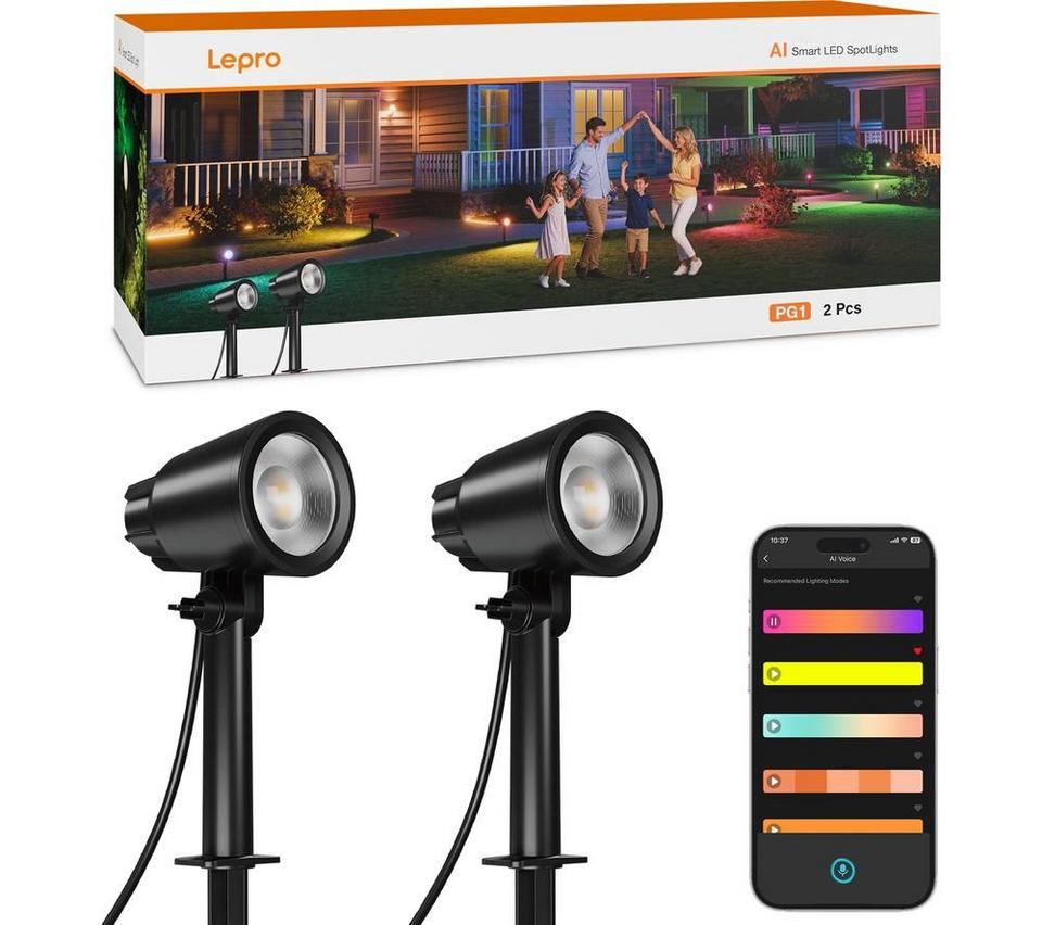LEPRO PG1-2-UK AI Garden Spot Light - Black, Pack of 2