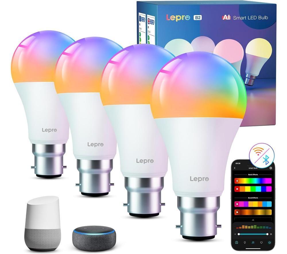 Lepro Ai Smart B2 Led Light Bulb - B22, Pack Of 4