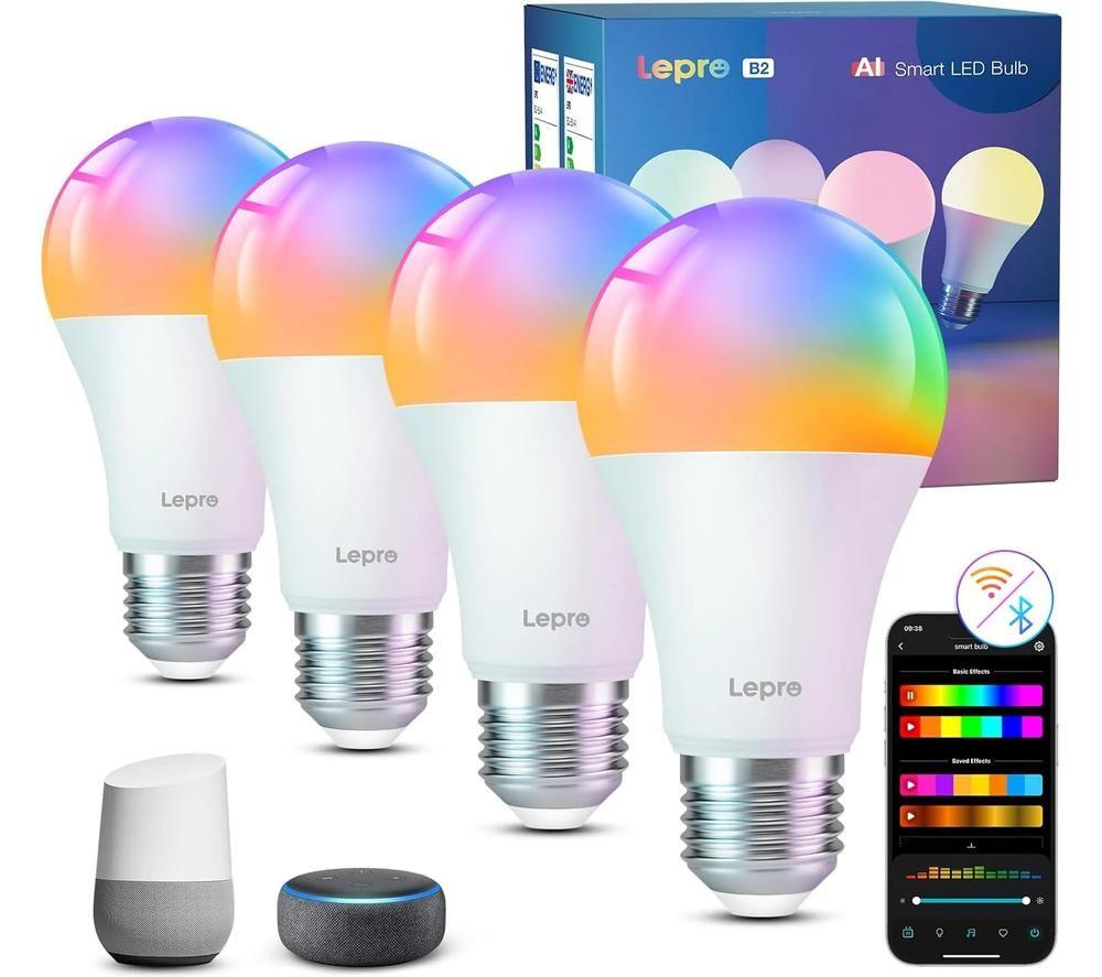LEPRO AI Smart B2 LED Light Bulb - E27, Pack of 4
