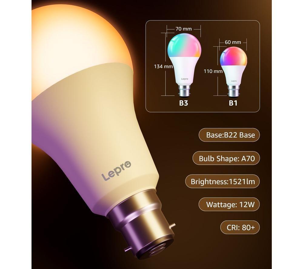 LEPRO AI Smart B3 LED Light Bulb - B22, Pack of 4 image number 15 of 18