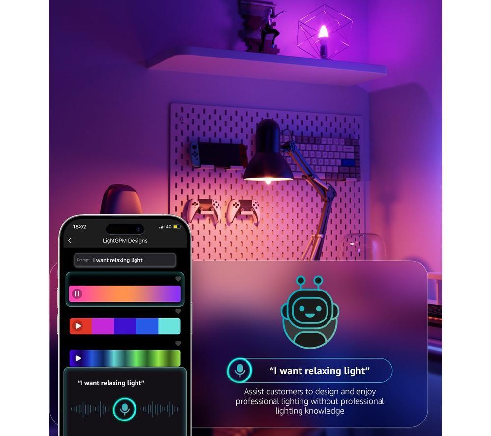 LEPRO BC1-EU-4 Smart AI LED Bulb - C37, White, Pack of 4 image number 3 of 12