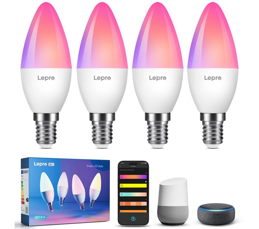 LEPRO BC1-EU-4 Smart AI LED Bulb - C37, White, Pack of 4 image number 11 of 12