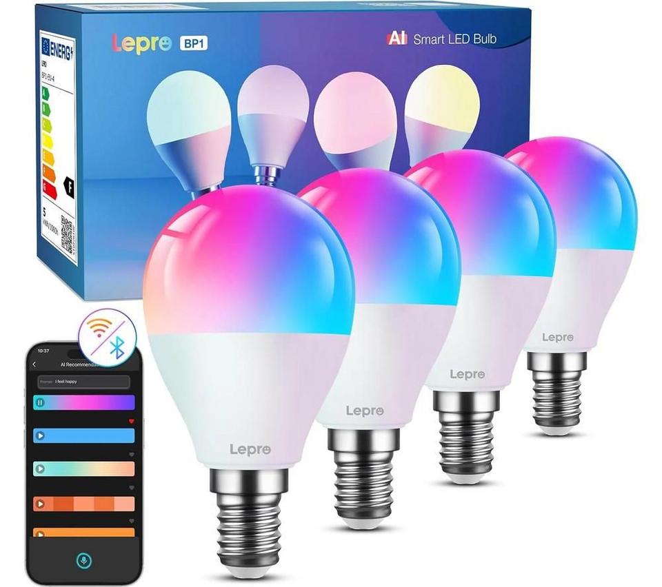 LEPRO AI Smart BP1 LED Light Bulb – E14, Pack of 4
