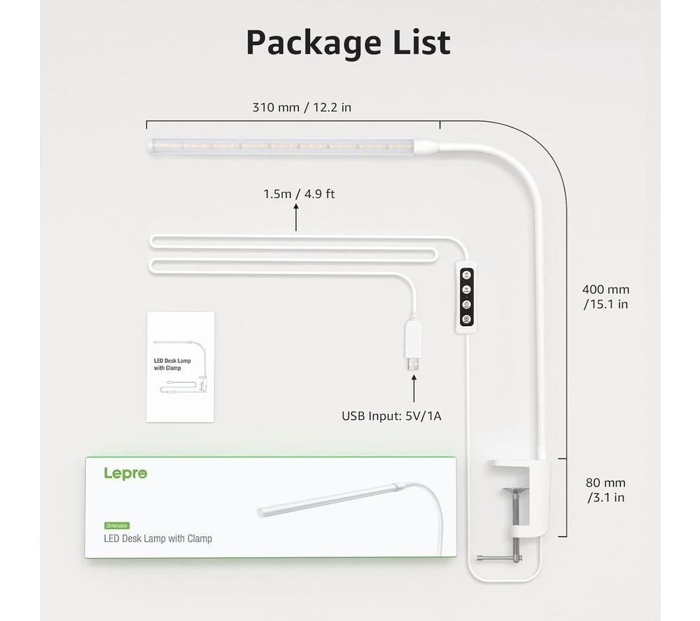 LEPRO PR310005-DWW LED Desk Lamp - White image number 7 of 7