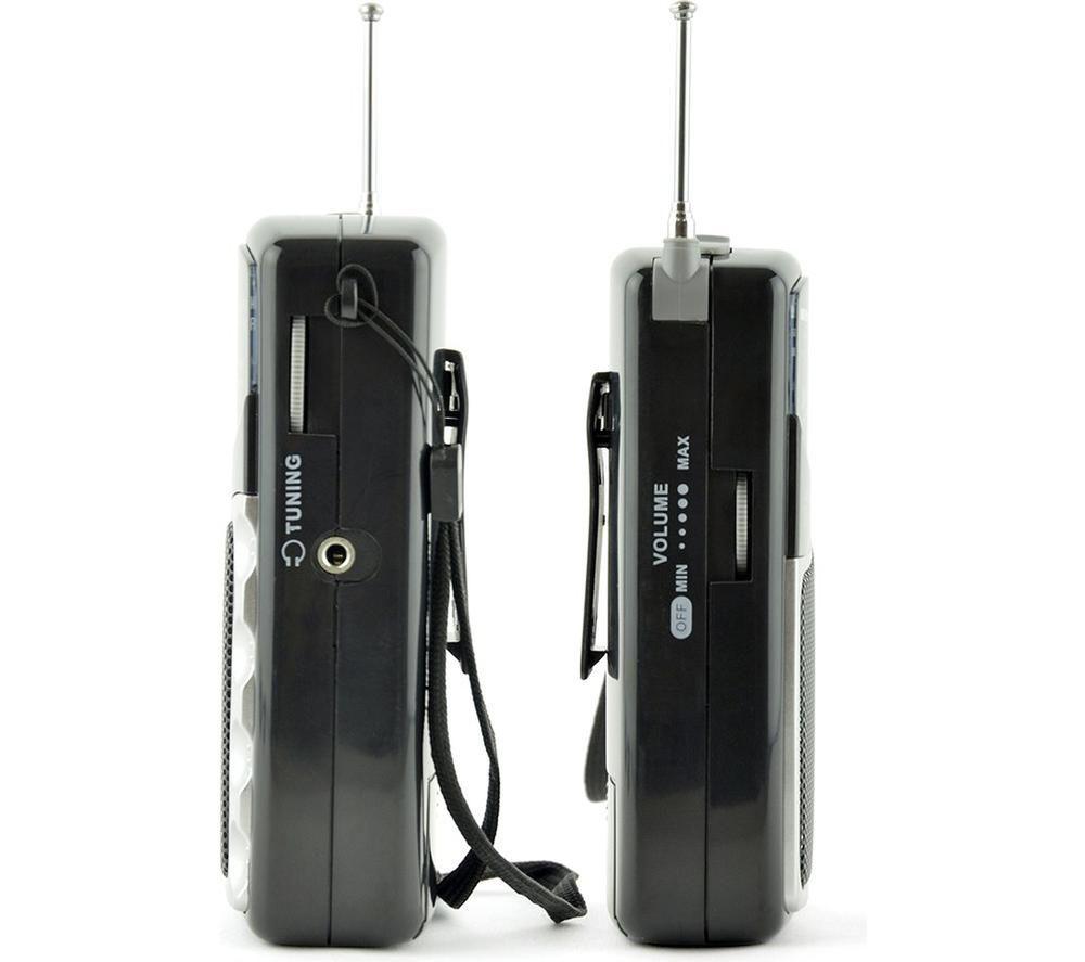 LLOYTRON N2201BK-A Entertainer Portable FM/AM Radio with Earphones - Black image number 2 of 6