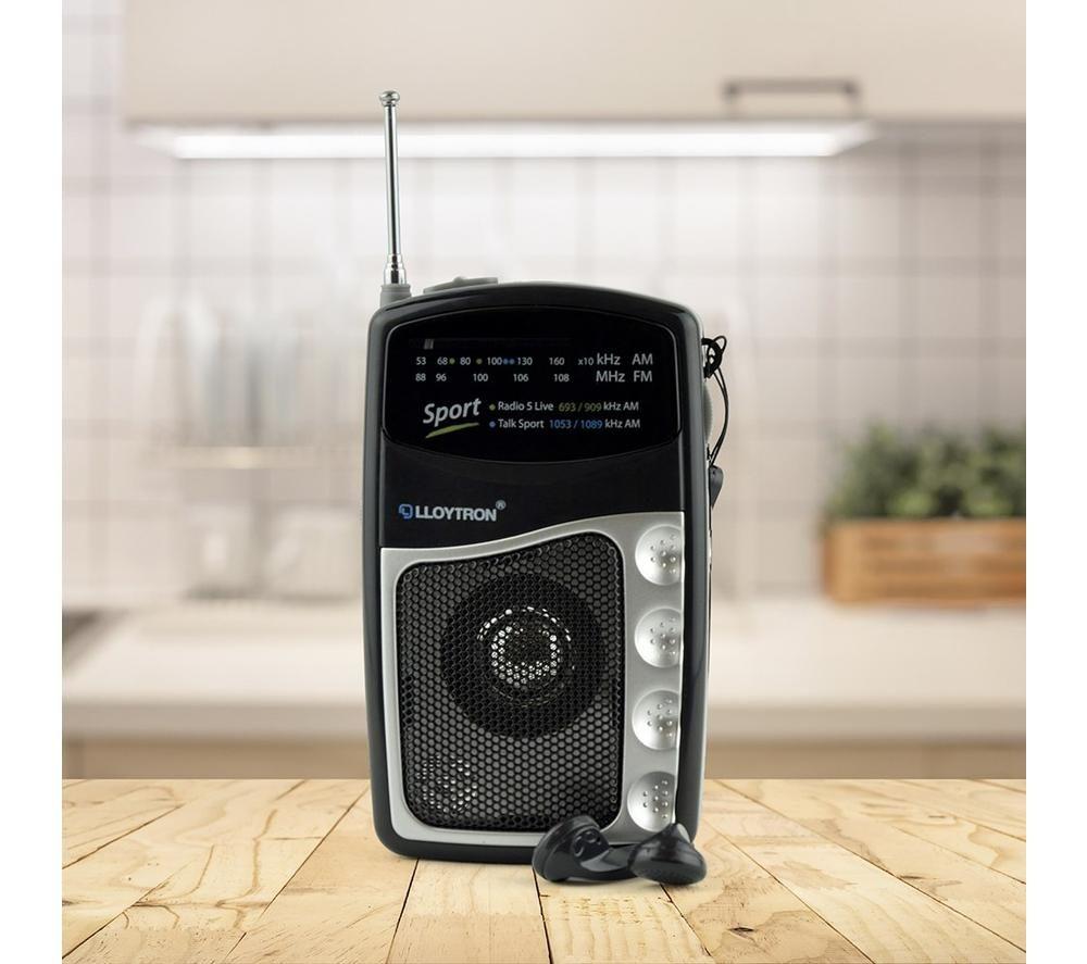 LLOYTRON N2201BK-A Entertainer Portable FM/AM Radio with Earphones - Black image number 5 of 6