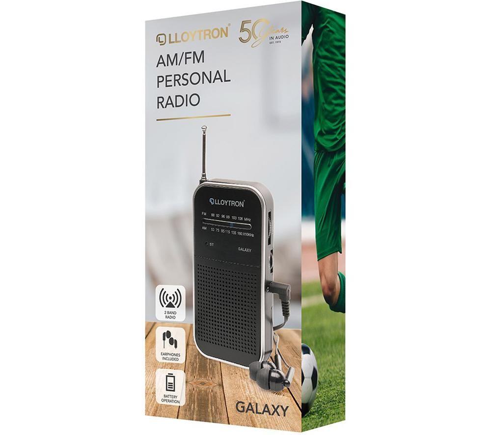 LLOYTRON N2202BK Galaxy Portable FM/AM Radio with Earphones - Black image number 7 of 7