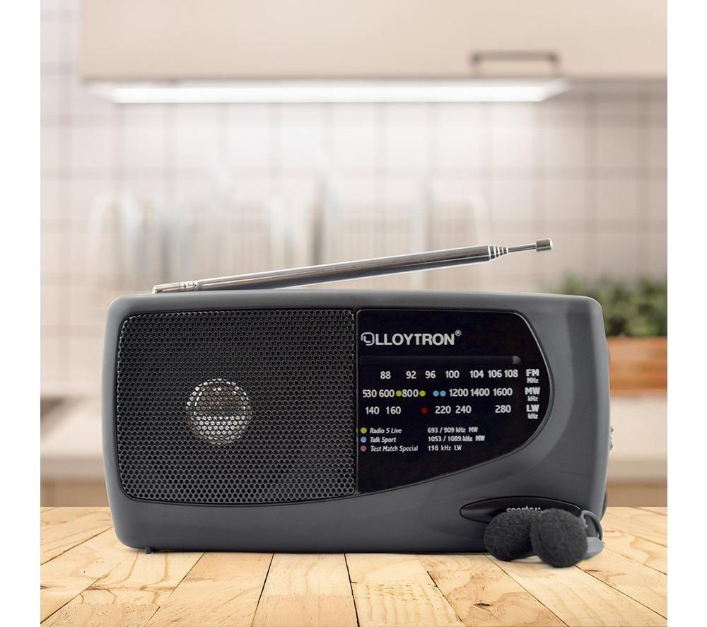 LLOYTRON N3201 Sports Portable FM/AM Radio with Earphones - Black image number 3 of 6
