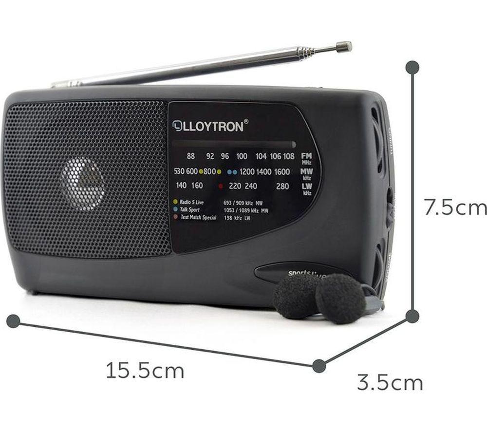 LLOYTRON N3201 Sports Portable FM/AM Radio with Earphones - Black image number 5 of 6