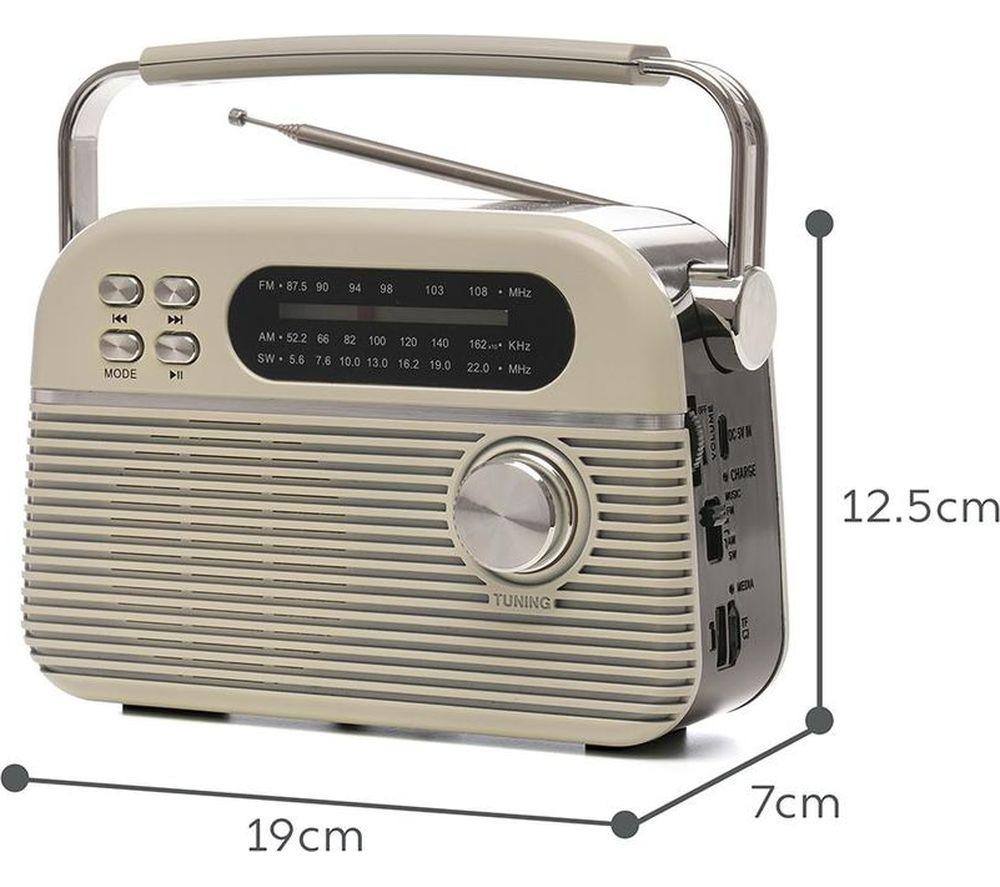 LLOYTRON Bolero Portable FM/AM Bluetooth Radio - Cream image number 3 of 6