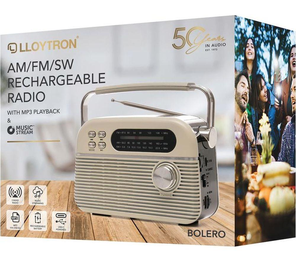 LLOYTRON Bolero Portable FM/AM Bluetooth Radio - Cream image number 6 of 6