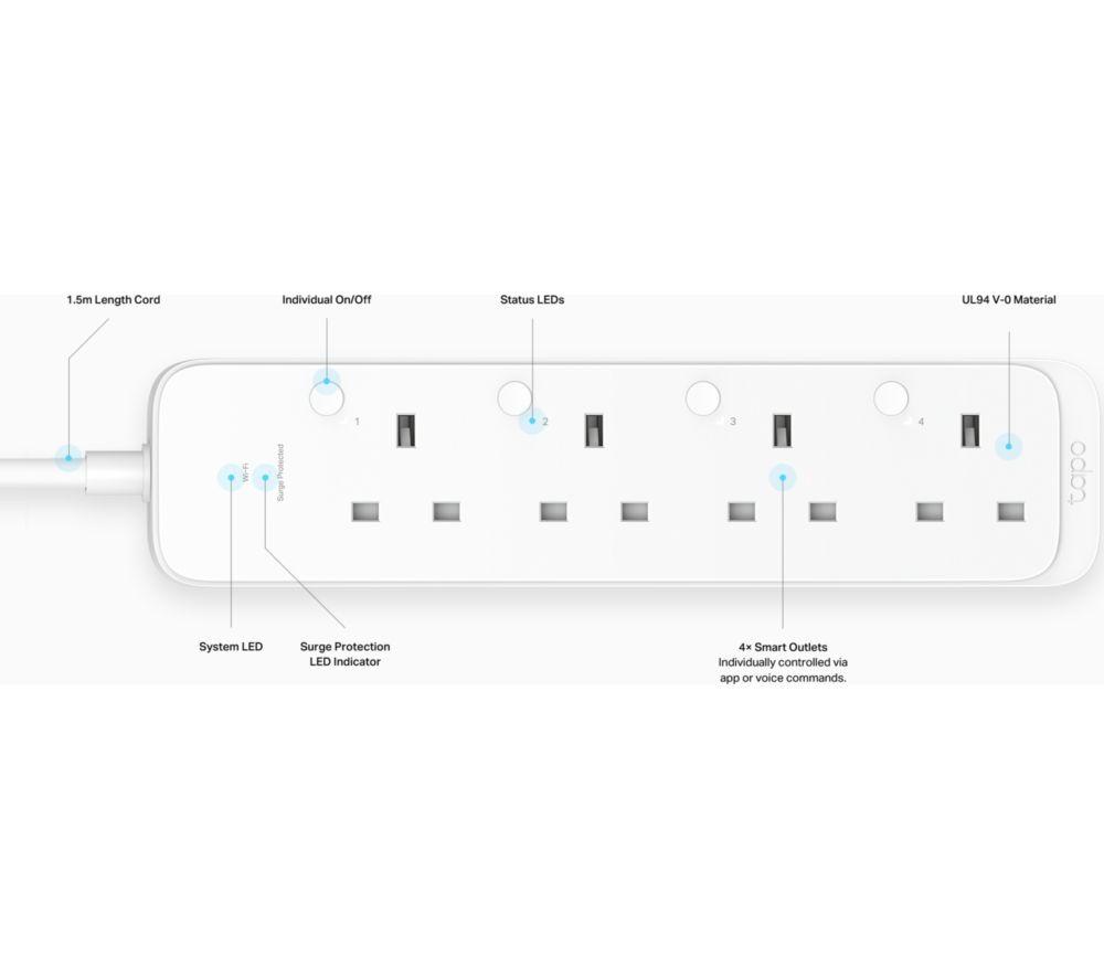 TP-LINK Tapo P304M Smart Wi-Fi Power Strip - White image number 5 of 5