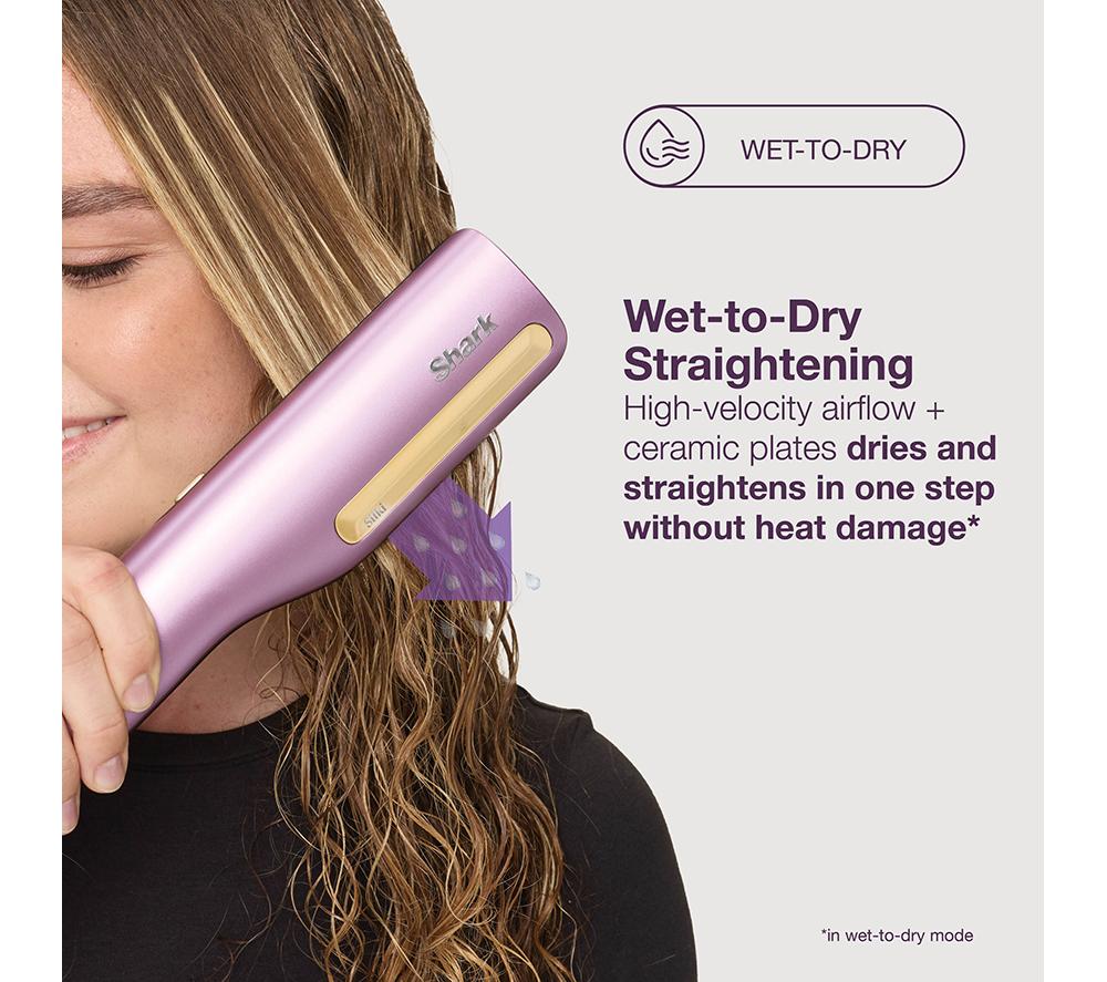 SHARK SilkiPro Straight HT401UKPU Hair Straightener & Dryer - Plum Satin image number 2 of 15