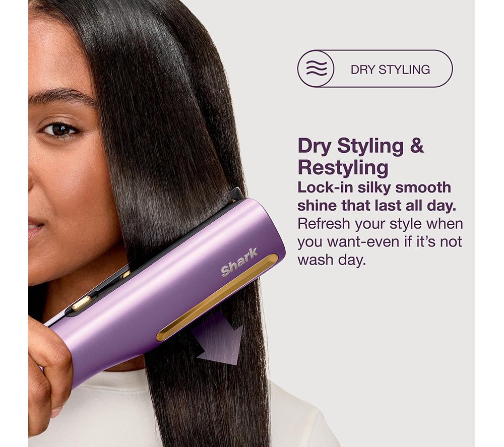 SHARK SilkiPro Straight HT401UKPU Hair Straightener & Dryer - Plum Satin image number 6 of 15