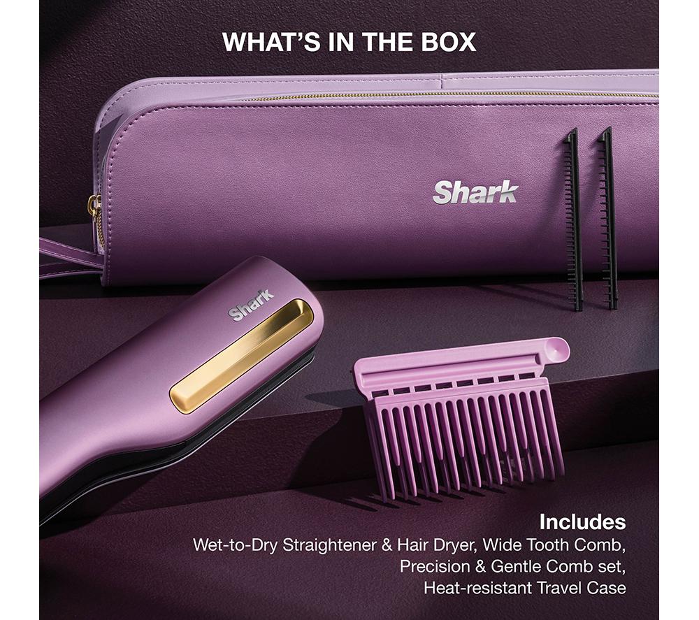 SHARK SilkiPro Straight HT401UKPU Hair Straightener & Dryer - Plum Satin image number 14 of 15