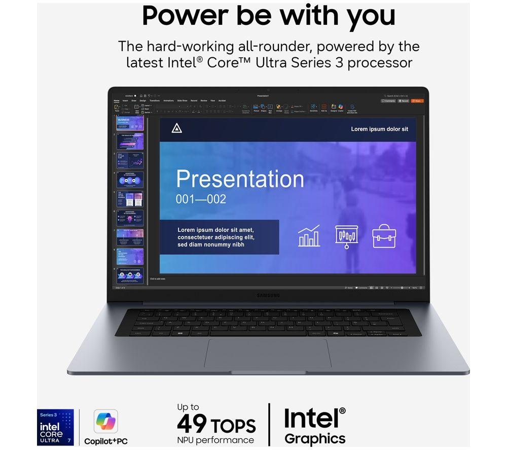 SAMSUNG Galaxy Book6 16" Laptop, Copilot+ PC - Intel&reg; Core&trade; Ultra 5, 256 GB SSD, Grey image number 2 of 13