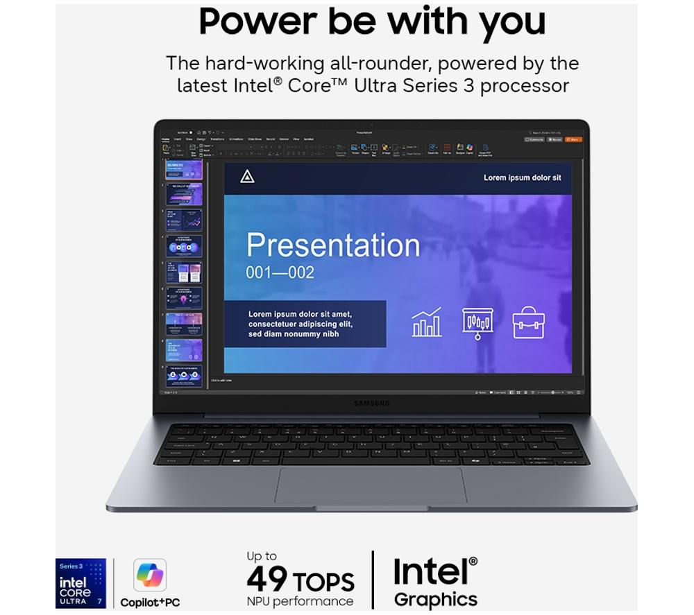 SAMSUNG Galaxy Book6 14" Laptop, Copilot+ PC - Intel&reg; Core&trade; Ultra 5, 512 GB SSD, Grey image number 2 of 16