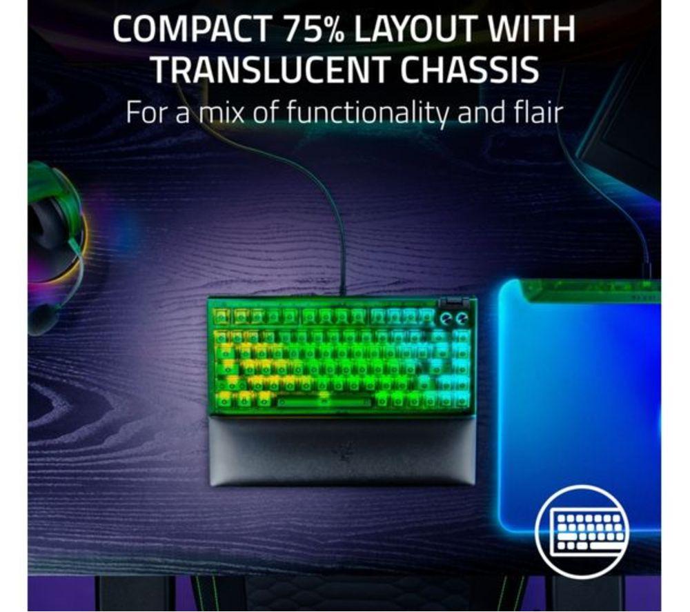 RAZER BlackWidow V4 75% Mechanical Gaming Keyboard - Phantom Green image number 6 of 9