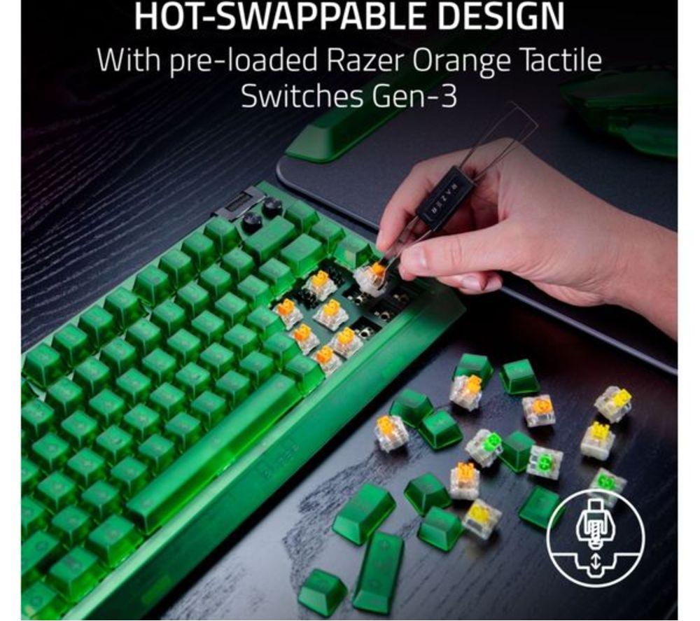 RAZER BlackWidow V4 75% Mechanical Gaming Keyboard - Phantom Green image number 9 of 9