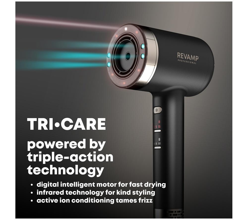 REVAMP Tri-Care Infrared Ionic Hair Dryer - Black image number 2 of 9