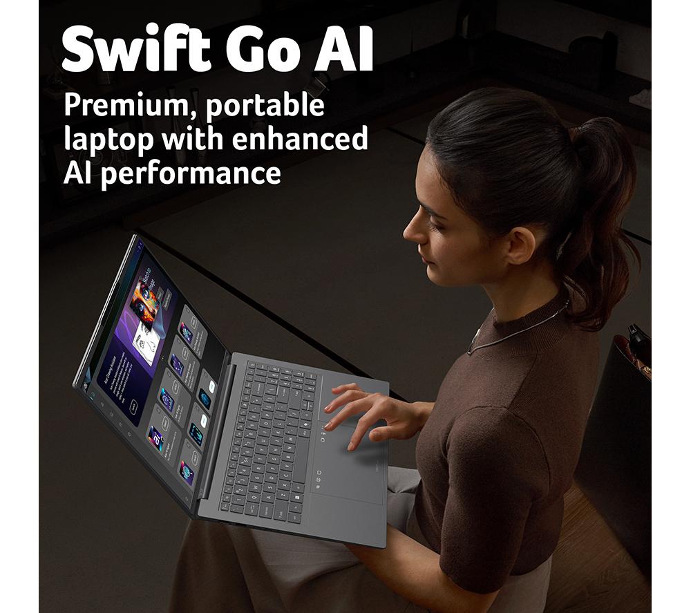 ACER Swift Go 16 AI 16" Laptop, Copilot+ PC - Intel&reg; Core&trade; Ultra 9, 1 TB SSD, Grey image number 2 of 10