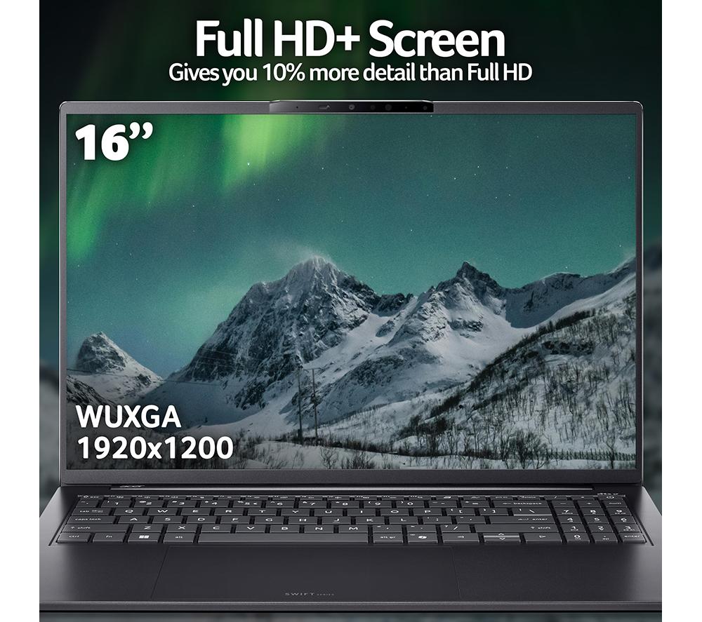 ACER Swift Go 16 AI 16" Laptop, Copilot+ PC - Intel&reg; Core&trade; Ultra 9, 1 TB SSD, Grey image number 6 of 10