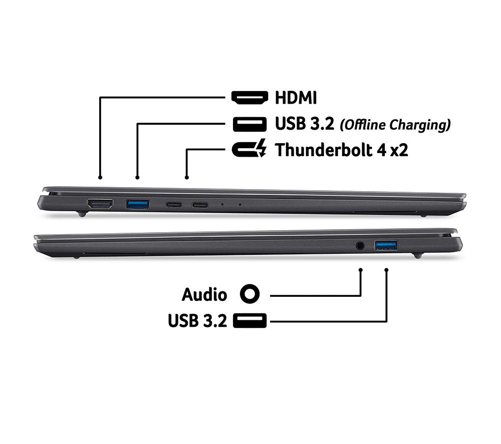ACER Swift Go 16 AI 16" Laptop, Copilot+ PC - Intel&reg; Core&trade; Ultra 9, 1 TB SSD, Grey image number 9 of 10