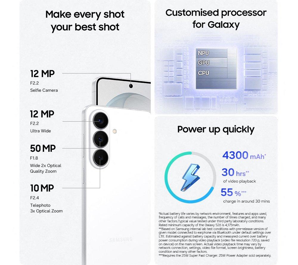 SAMSUNG Galaxy S26 - 256 GB, White image number 4 of 13