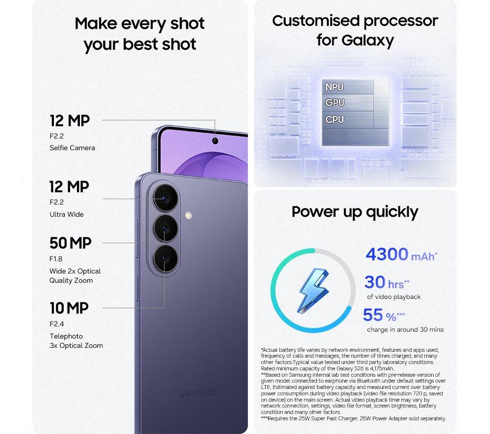 SAMSUNG Galaxy S26 - 256 GB, Cobalt Violet image number 4 of 13