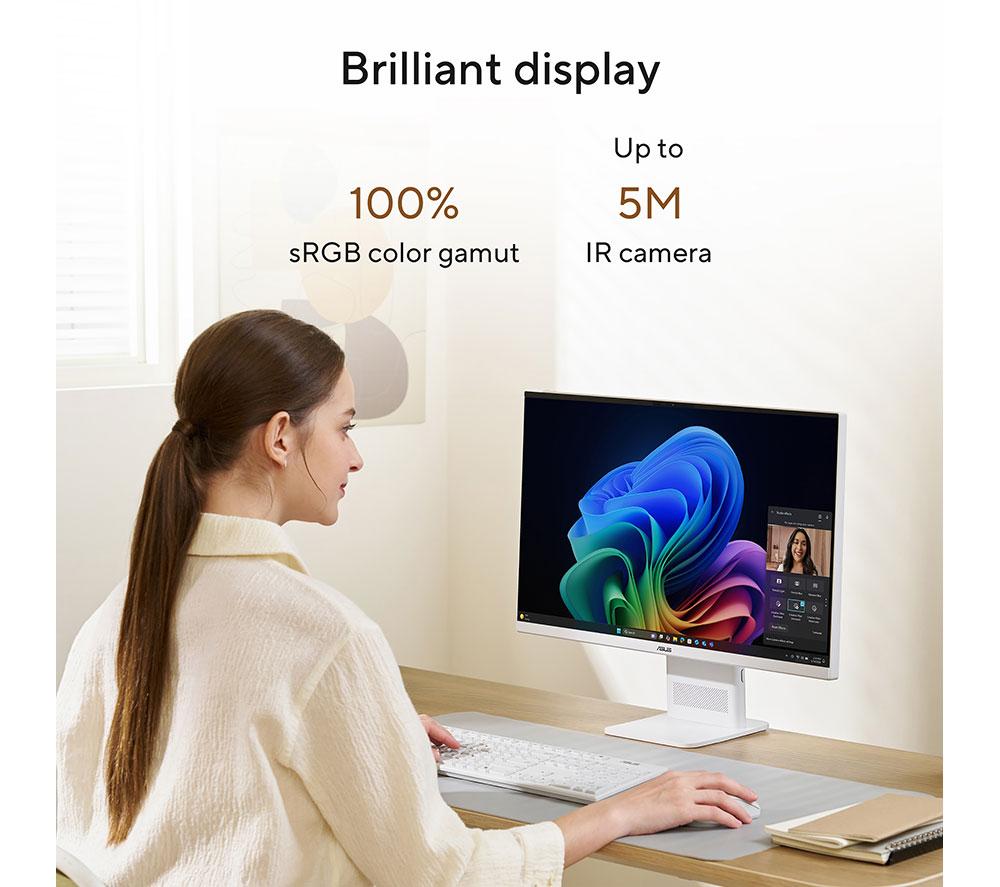 ASUS VM441QA 23.8" All-in-One PC - Snapdragon X, 512 GB SSD, White image number 9 of 11