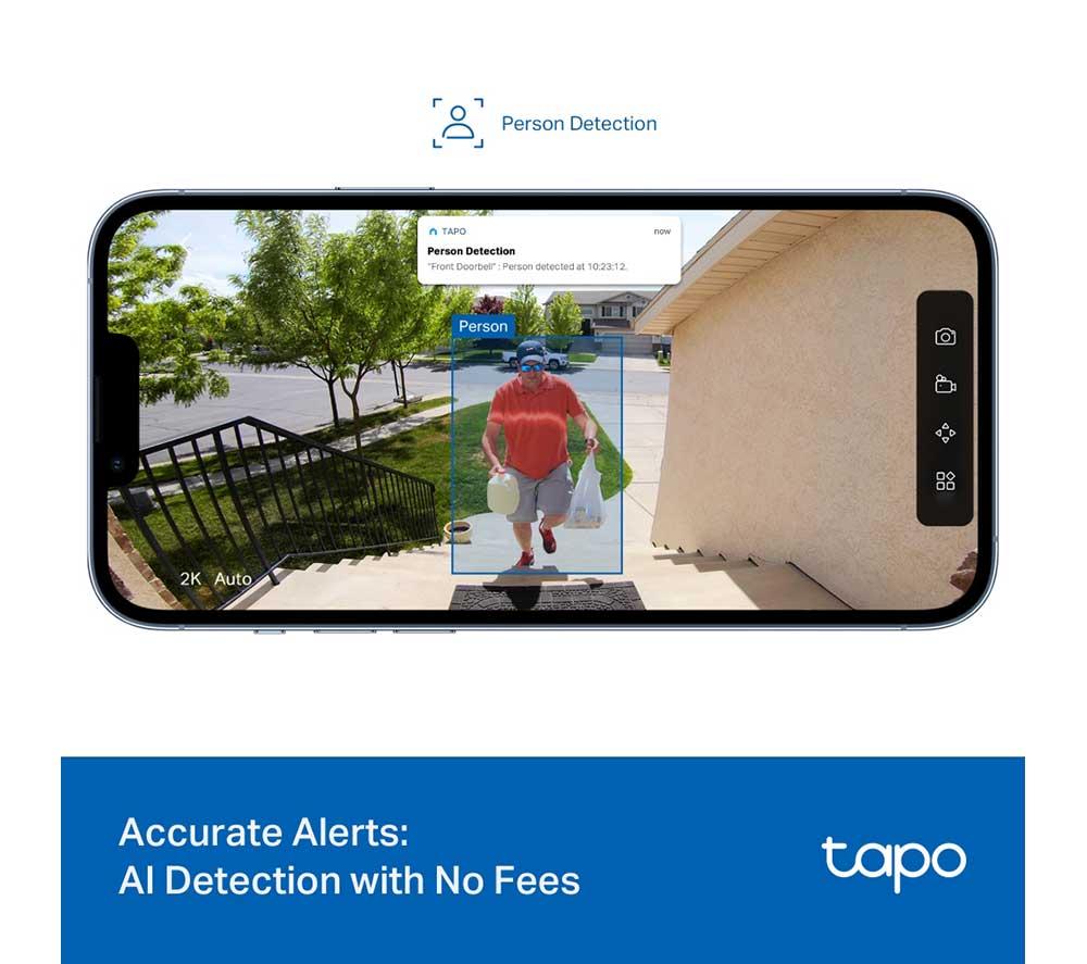 TP-LINK Tapo TD20 2K Battery Video Doorbell Mini - Black image number 8 of 12
