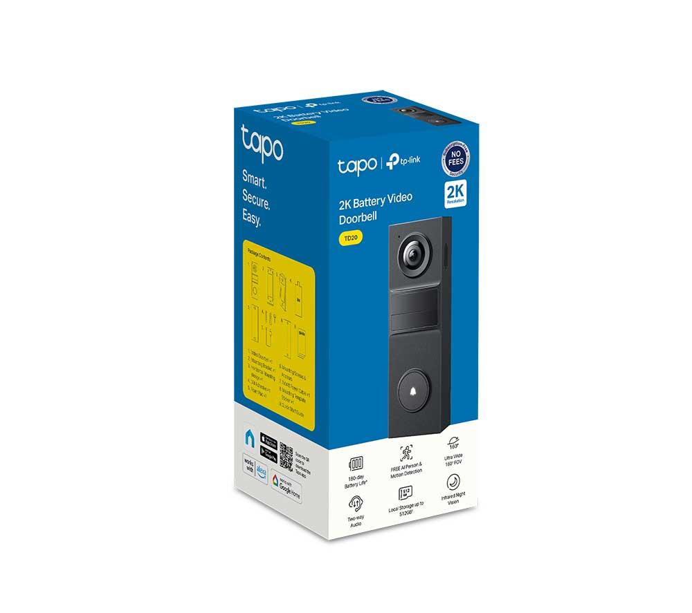 TP-LINK Tapo TD20 2K Battery Video Doorbell Mini - Black image number 12 of 12