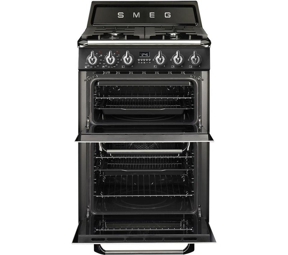 SMEG Victoria TR62BL 60 cm Wide Double Oven Dual Fuel Cooker - Black