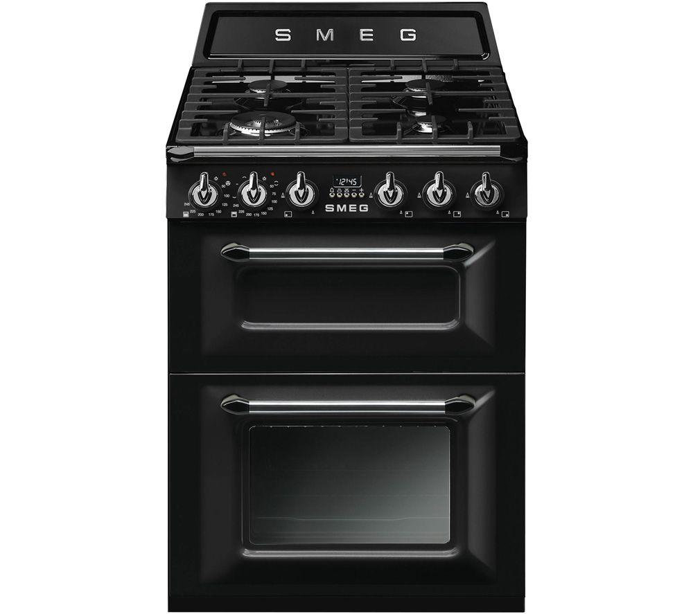 SMEG Victoria TR62BL 60 cm Wide Double Oven Dual Fuel Cooker - Black