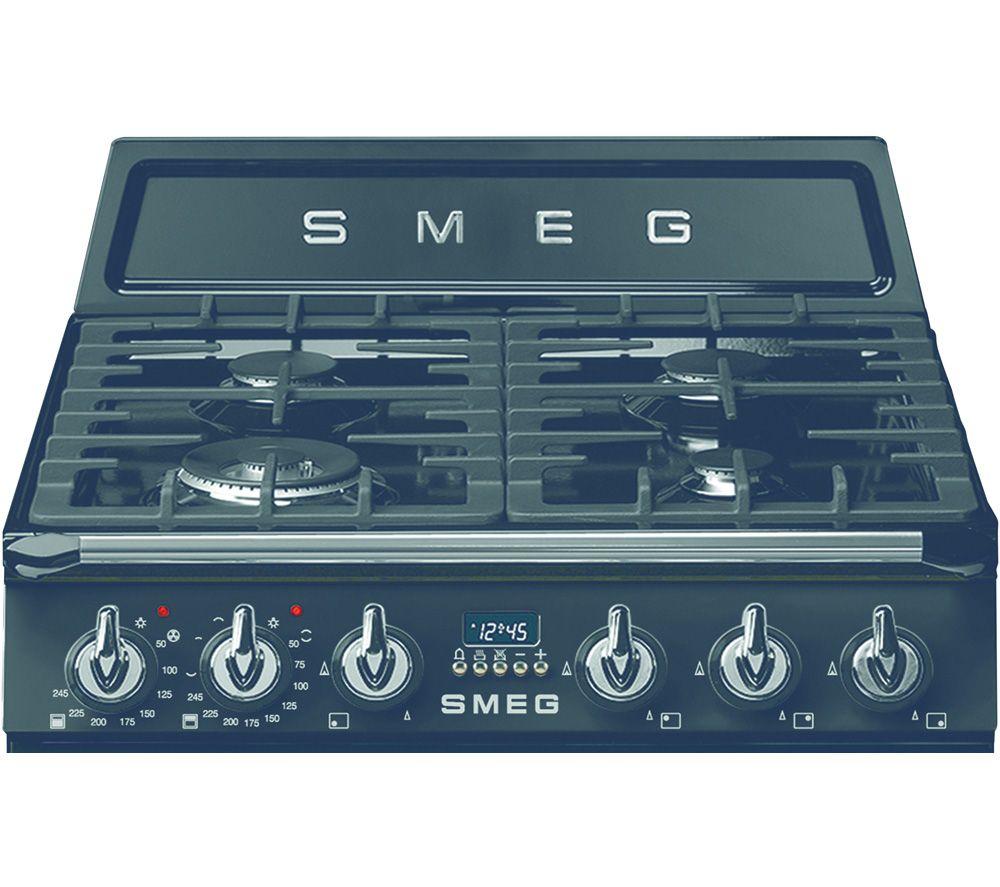 SMEG Victoria TR62BL 60 cm Wide Double Oven Dual Fuel Cooker - Black image number 4 of 5
