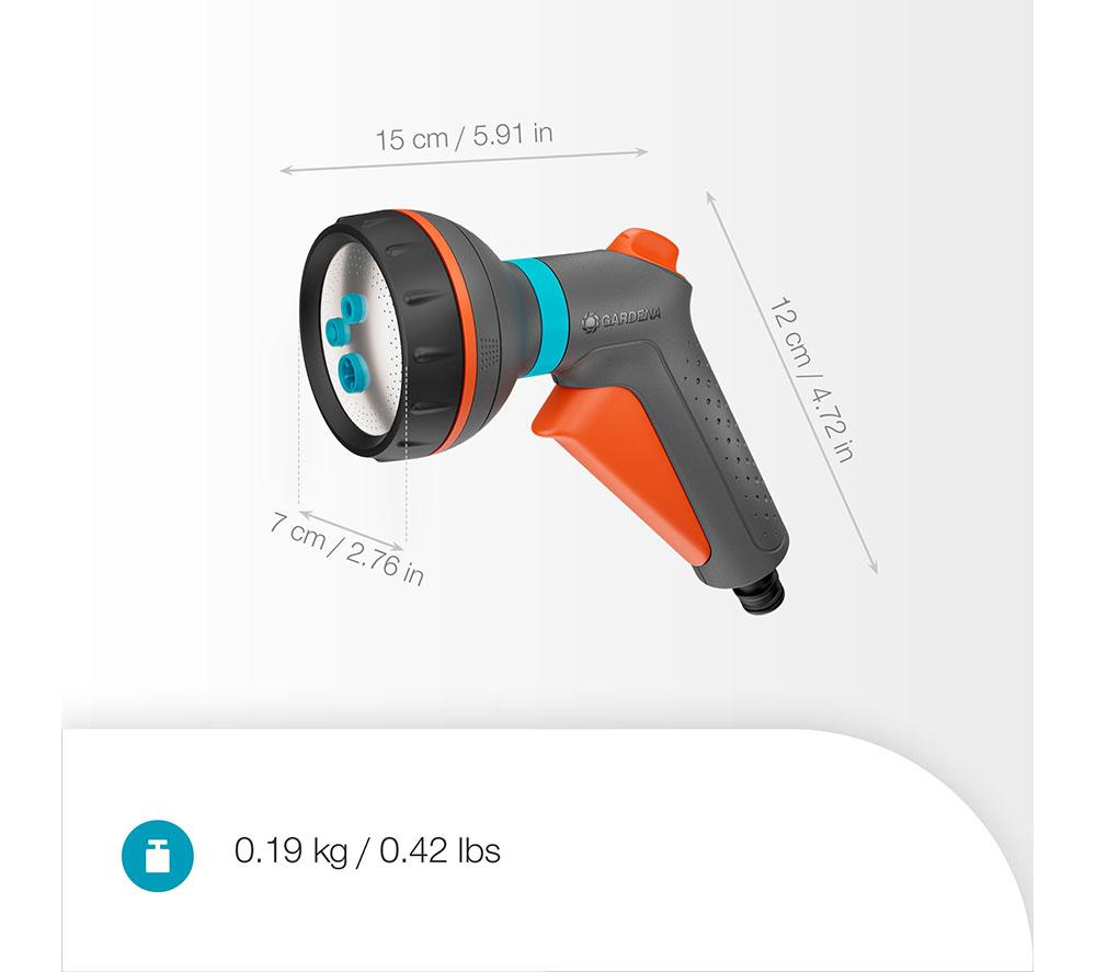 GARDENA 18370-20 Classic Multi Spray Gun - Grey, Orange & Turquoise image number 5 of 9