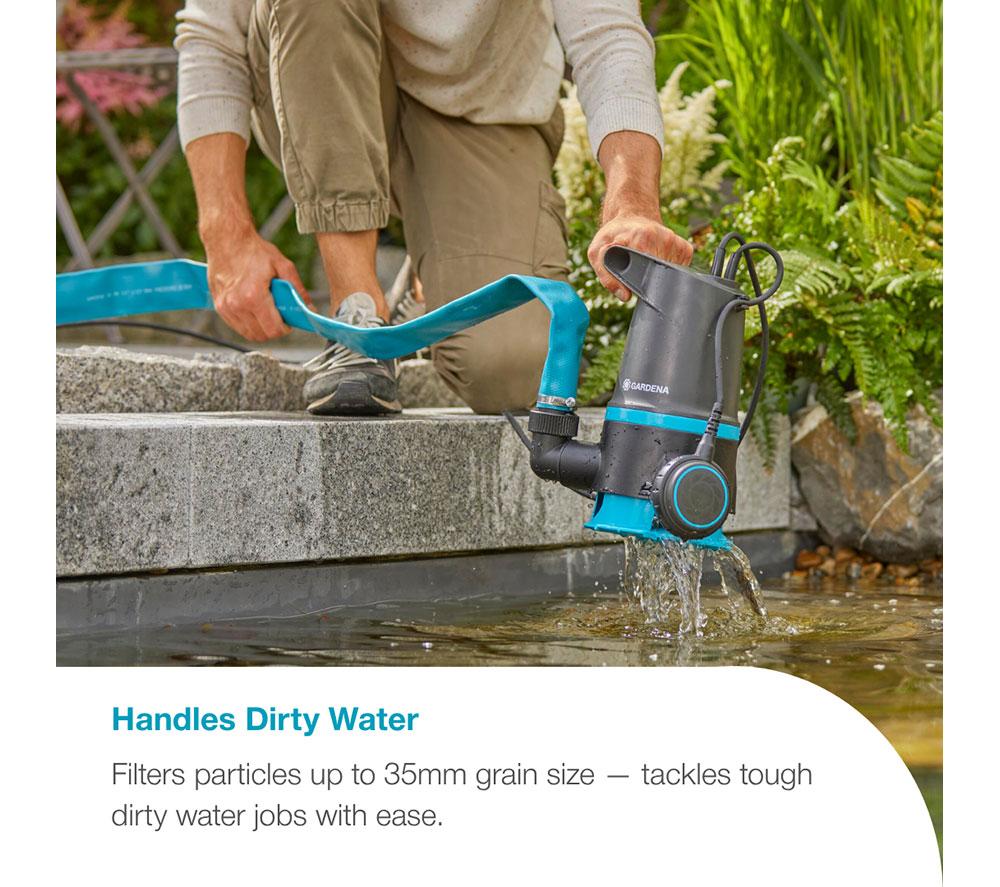 GARDENA 20000 2 in 1 Clear & Dirty Water Submersible Pump - Grey image number 3 of 9