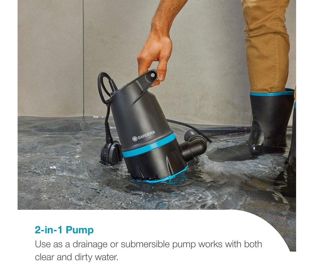 GARDENA 20000 2 in 1 Clear & Dirty Water Submersible Pump - Grey image number 5 of 9