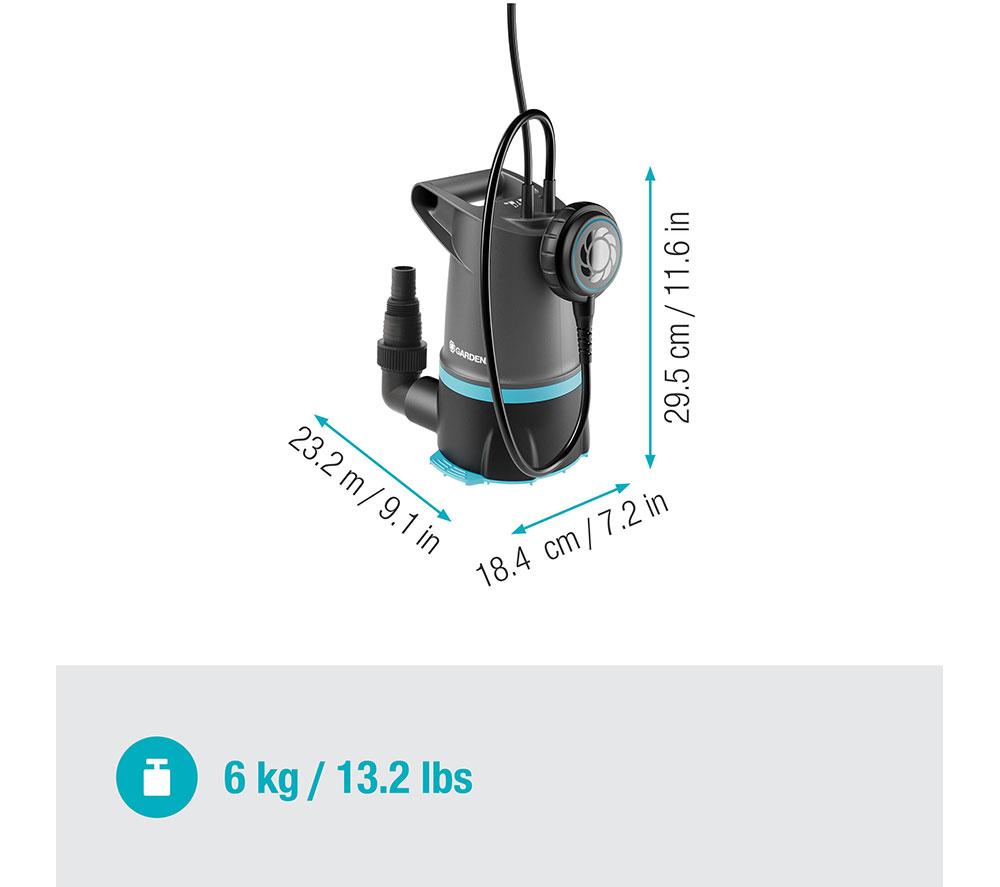 GARDENA 20000 2 in 1 Clear & Dirty Water Submersible Pump - Grey image number 7 of 9