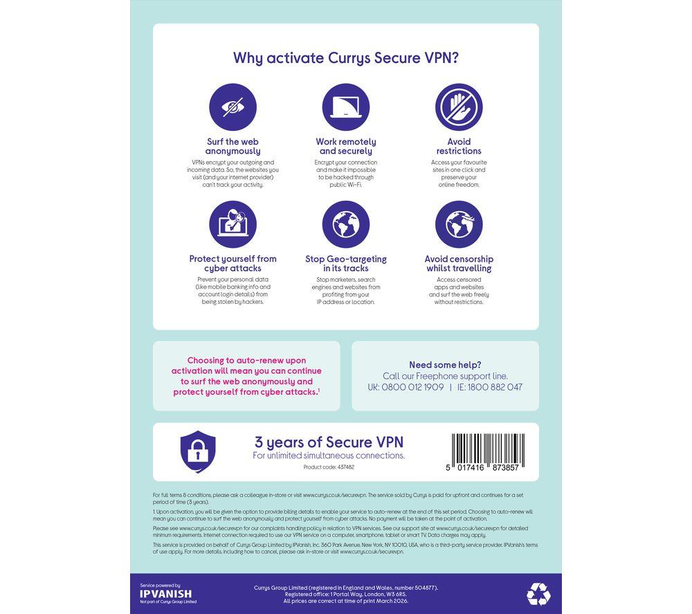 CURRYS Secure VPN - 3 years image number 2 of 2