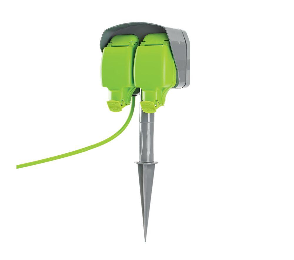 STATUS 2 Socket Outdoor Garden Spike Extension Lead - Green image number 2 of 6