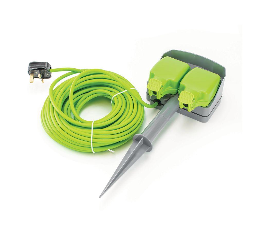 STATUS 2 Socket Outdoor Garden Spike Extension Lead - Green image number 3 of 6