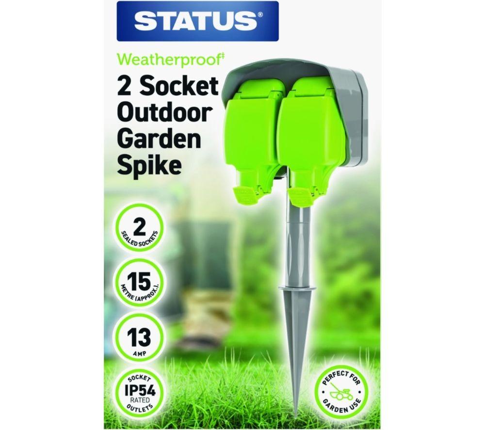 STATUS 2 Socket Outdoor Garden Spike Extension Lead - Green image number 6 of 6
